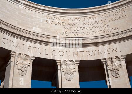 Close up de la Première Guerre mondiale monument aux morts américains Montsec, Meuse (55), France. Banque D'Images