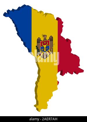 Illustration 3D Moldova Map Flag Vector EPS 10 Illustration de Vecteur