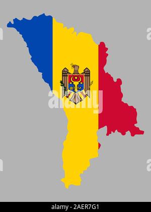 Illustration du vecteur de drapeau de carte de Moldova EPS 10 Illustration de Vecteur