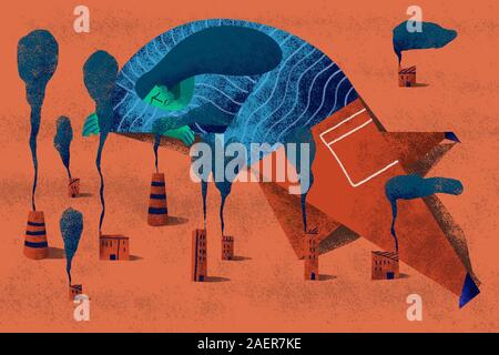 Ecodepression et climat l'anxiété et la peur. Banque D'Images