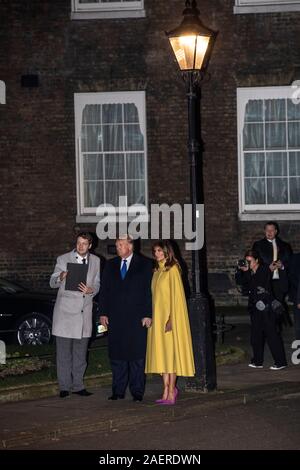 Le président américain, Donald Trump et la Première Dame Melania Trump visite n°10 Downing Street pour un apéritif avant le 70e anniversaire de l'OTAN sommet. UK Banque D'Images