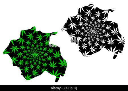 La province de Constantine (Provinces de l'Algérie, la République démocratique populaire lao de l'Algérie) la carte est conçue de feuilles de cannabis vert et noir, Constantine site mad Illustration de Vecteur