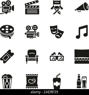 Movie Icons Set Noir & Blanc Illustration de Vecteur