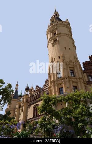 Flèche de château de Schwerin, Schleswig-Holstein, Allemagne Banque D'Images