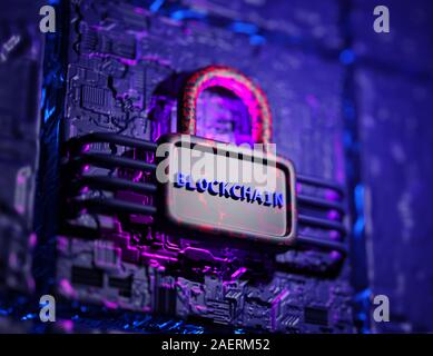 Blockchain technologie concept. 3D render Banque D'Images