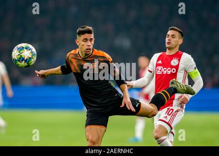 AMSTERDAM, 10-12-2019, JohanCruyff Arena, de la saison 2019/2020 de la Ligue des Champions entre l'Ajax et le FC Valence. Valencia player Crédit : Gabriel Pro Shots/Alamy Live News Banque D'Images