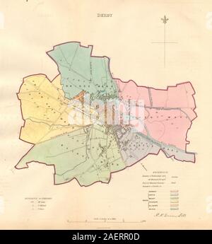 DERBY quartier/ville plan. COMMISSION DU TRACÉ. Le Derbyshire. DAWSON 1837 map Banque D'Images