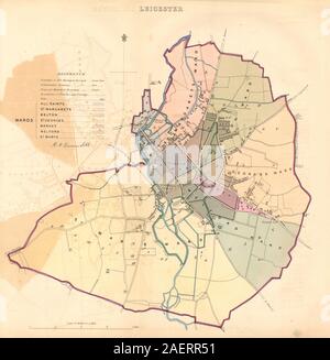 LEICESTER quartier/ville plan. COMMISSION DU TRACÉ. DAWSON 1837 carte ancienne Banque D'Images