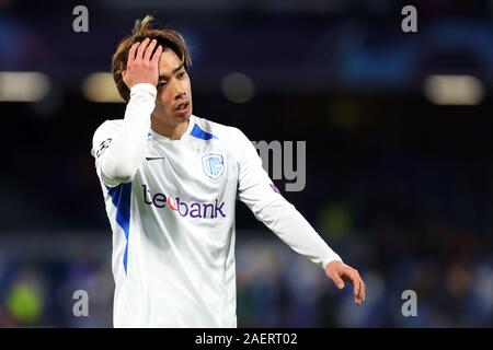 Naples, Italie. 11Th Feb 2019. Junya Ito de Genk réagit au cours de la Ligue des Champions, Groupe e match de football entre SSC Napoli et KRC Genk le 10 décembre 2019 au Stadio San Paolo de Naples, Italie - Photo Federico Proietti/ESPA-Images : Crédit photographique/Agence européenne du sport Alamy Live News Banque D'Images