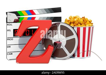 Système de notation Z film concept. Le rendu 3D isolé sur fond blanc Banque D'Images