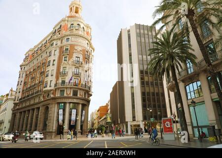 VALENCIA, Espagne - 28 NOVEMBRE 2019 : siège de la Banco de Valencia banque dans la ville historique de Valence, Espagne Banque D'Images