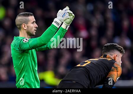 AMSTERDAM, 10-12-2019 , JohanCruyff Arena, de la saison 2019 / 2020 de la Ligue des Champions entre l'Ajax et le FC Valence. Valencia keeper Jaume Domenech Banque D'Images