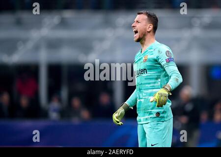 Barcelonaduring Neto, de la Ligue des Champions entre Barcelone et l'Internazionale au Stadio San Siro, Milan, Italie le 10 décembre 2019. Photo par Giuseppe maffia. Banque D'Images