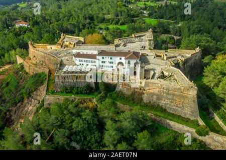 Vue aérienne de la forteresse de Sao Filipe dans Setubal Portugal star shape fort pour canons Banque D'Images