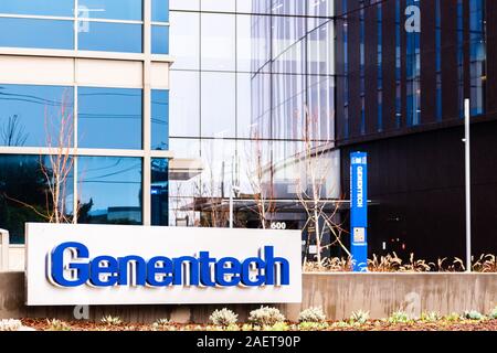 Dec 3, 2019 South San Francisco / CA / USA - Genentech siège à San Francisco Bay Area ; Genentech, Inc., est un joueur américain de la biotechnologie corporati Banque D'Images