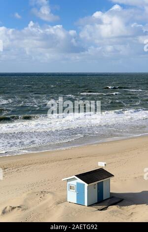 Chalet sur la plage, l'île de Sylt, le frison du Nord, mer du Nord, Frise du Nord, Schleswig-Holstein, Allemagne Banque D'Images