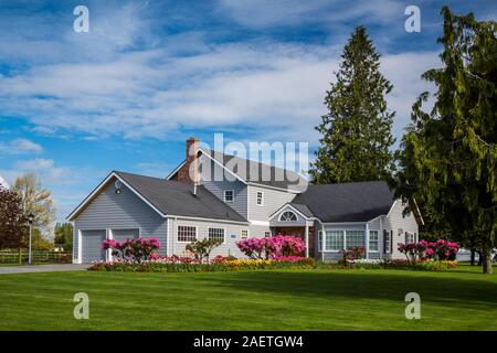 La vallée de la rivière Skagit une maison de campagne près de Mount Vernon, Washington, USA. Banque D'Images