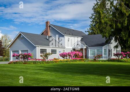 La vallée de la rivière Skagit une maison de campagne près de Mount Vernon, Washington, USA. Banque D'Images