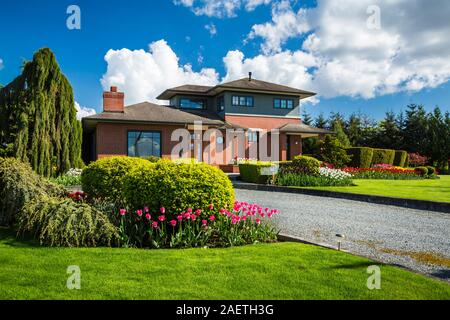 La vallée de la rivière Skagit une maison de campagne près de Mount Vernon, Washington, USA. Banque D'Images