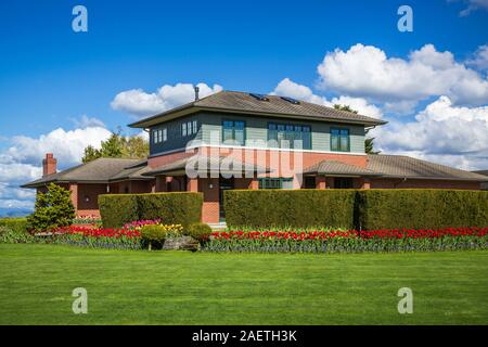 La vallée de la rivière Skagit une maison de campagne près de Mount Vernon, Washington, USA. Banque D'Images