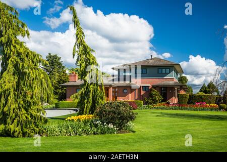 La vallée de la rivière Skagit une maison de campagne près de Mount Vernon, Washington, USA. Banque D'Images