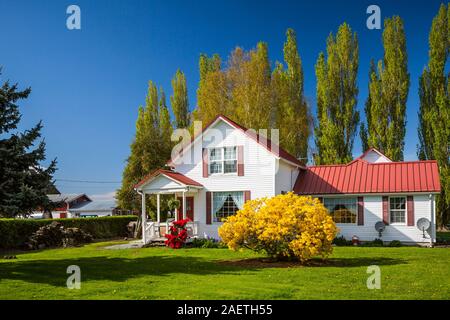 La vallée de la rivière Skagit une maison de campagne près de Mount Vernon, Washington, USA. Banque D'Images