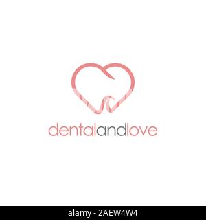 Dents dent dentaire dentiste dentisterie Heart Love logo design inspiration Illustration de Vecteur