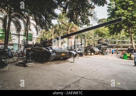 Ancien réservoir d'affichage à l'armée de l'État vietnamien War Remnants Museum, musée de l'histoire conserver la preuve de temps de guerre pour Saigon voyage. Le 24 janvier 2019. Banque D'Images