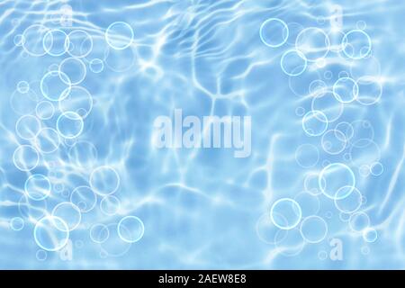 Bleu été bulles d'eau claire ou abstrait vague naturelle texture background Banque D'Images