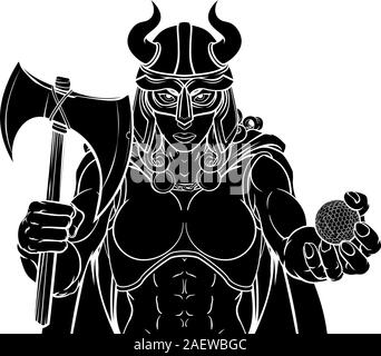 Femme Viking Warrior Woman Golf Gladiator Illustration de Vecteur