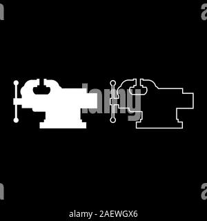 Vice-étau outil de réparation aperçu l'icône couleur blanc set vector illustration style plat simple image Illustration de Vecteur