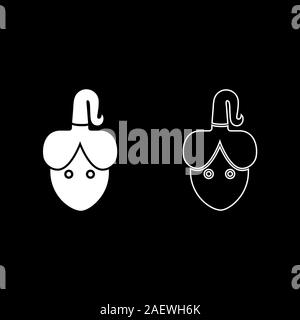 Femme chef avec l'icône de la faux visage face à contours ensemble blanc vector illustration couleur style plat simple image Illustration de Vecteur