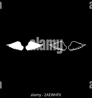 Ailes d'oiseau devil angel Paire de répartir une partie des animaux liberté idée concept Fly aperçu l'icône couleur blanc ensemble télévision illustration vectorielle simple style Illustration de Vecteur