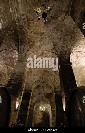 Le plafond de la cave de vinification historique de Cantine de Ricci à Montepulciano Toscane Italie eu - vignoble de Toscane - vin de Montepulciano Banque D'Images