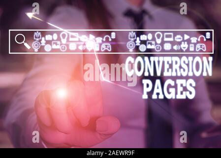 Pages de conversion de texte visible. Photo d'affaires texte apparaît en réponse à un clic sur un moteur de recherche Banque D'Images