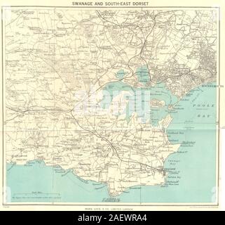 Le SUD-EST DE DORSET. À l'île de Purbeck Le port de Poole Poole Bournemouth 1950 map Banque D'Images