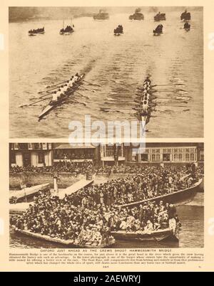 Oxford & Cambridge Boat Race au Hammersmith Bridge. Foules 1926 ancien imprimer Banque D'Images