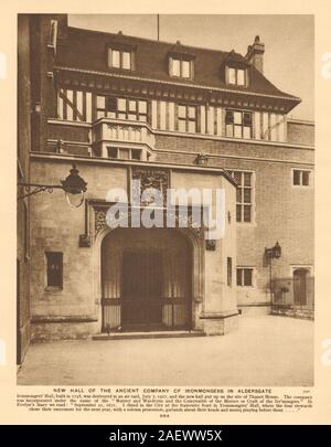 Worshipful Company of forgerons Hall, Aldersgate. 1926 Couleurs d'impression Banque D'Images