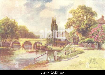 Maidenhead Bridge. Dans le Berkshire. Par Ernest Haslehust 1920 old vintage print Banque D'Images