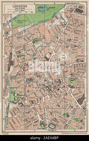 LEICESTER. Plan Plan de la ville ville vintage. Vieux millésime 1950 Leicestershire Banque D'Images