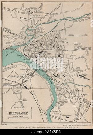 BARNSTAPLE vintage town/city plan. Devon. WARD LOCK 1946 old vintage carte graphique Banque D'Images