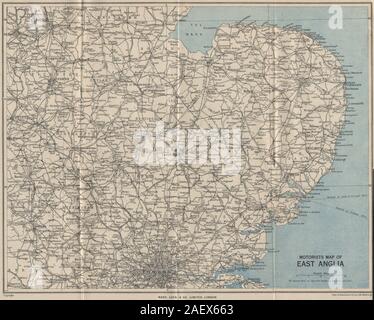 CAMBRIDGE ET D'EAST ANGLIA CARTE DES AUTOMOBILISTES. Le Cambridgeshire. WARD LOCK 1949 Banque D'Images