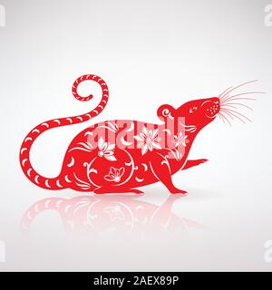 Symbole de l'année du rat stylisé sur un fond clair Illustration de Vecteur