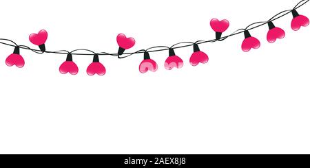 En forme de coeur rose fairy lights on white background vector illustration EPS10 Illustration de Vecteur