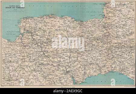 Carte de tourisme de Devon et Somerset. Le sud-ouest de l'Angleterre. Serrure ancienne 1948 Ward Banque D'Images