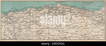 LYNTON environs. Exmoor. La côte nord du Devon. WARD LOCK 1948 old vintage map Banque D'Images