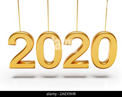 Nombre d'or de nouvelle année 2020 avec l'ombre. Le rendu 3D Banque D'Images