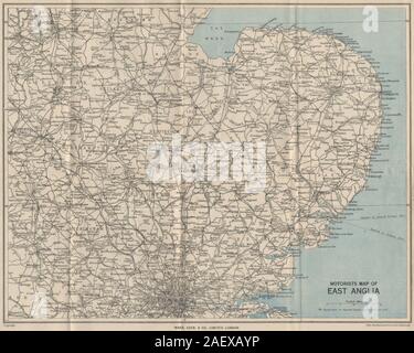 CAMBRIDGE ET D'EAST ANGLIA CARTE DES AUTOMOBILISTES. Le Cambridgeshire. WARD LOCK 1950 Banque D'Images