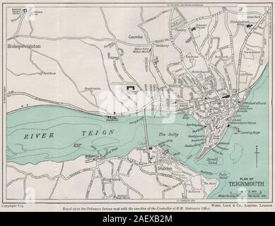 TEIGNMOUTH vintage town/city plan. Devon. WARD LOCK 1948 old vintage carte graphique Banque D'Images