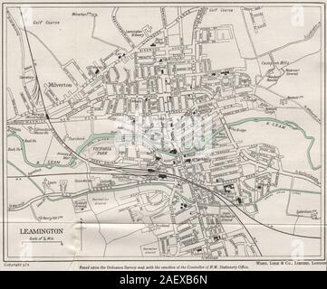 LEAMINGTON vintage town/city plan. Le Warwickshire. WARD LOCK 1950 carte ancienne Banque D'Images